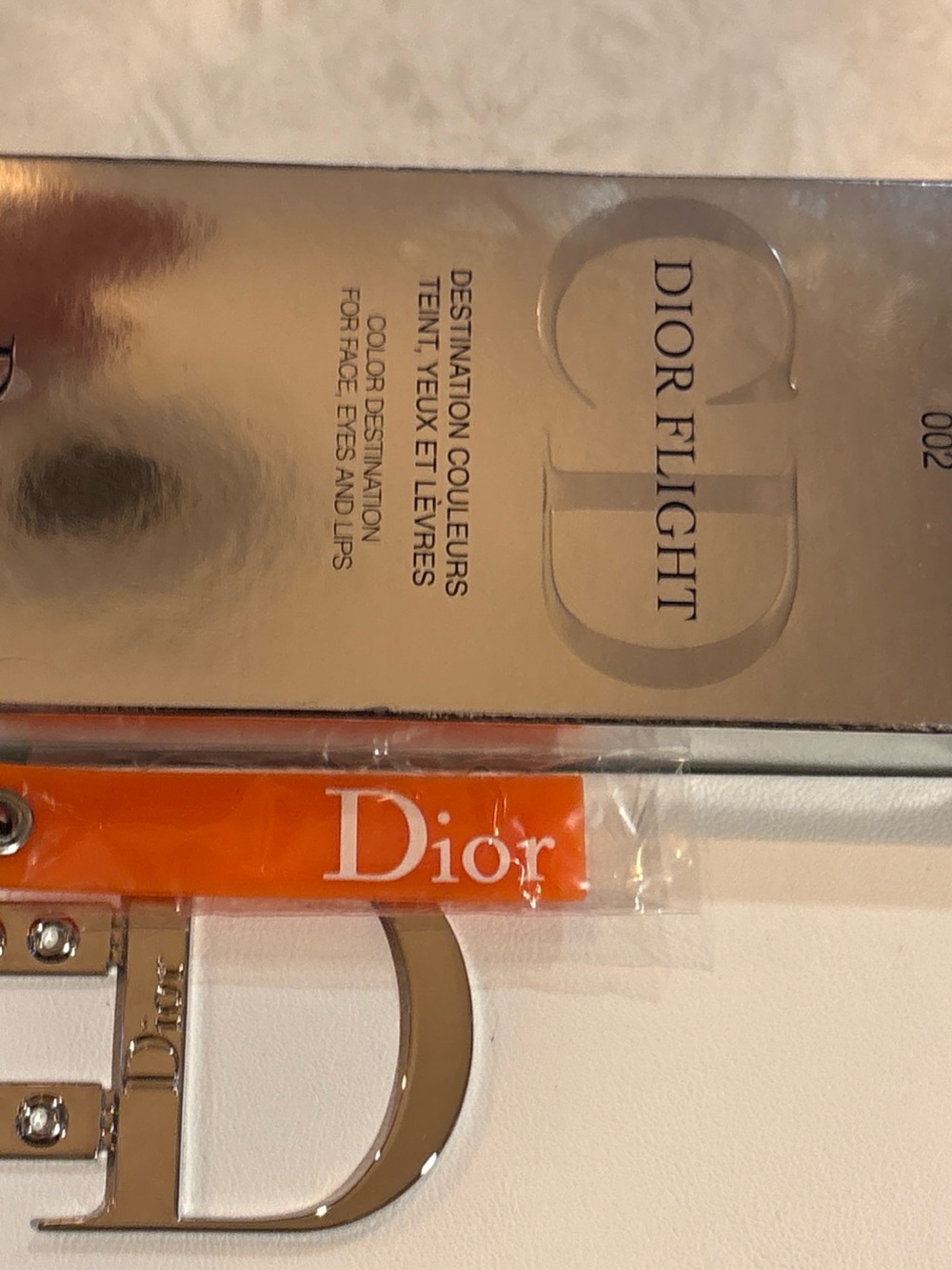 Dior Orange Accent Silver Phone Charm Strap